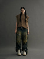 Vintage Distressed Wide-Leg Cargo Jeans Pants 2