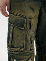 Vintage Distressed Wide-Leg Cargo Jeans Pants 3