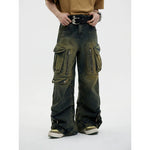 5192189234171,5192189234173,5192189234175,5192189234177, Vintage Distressed Wide-Leg Cargo Jeans Pants