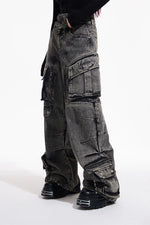 5192189234172,5192189234174,5192189234176,5192189234178, Vintage Distressed Wide-Leg Cargo Jeans Pants
