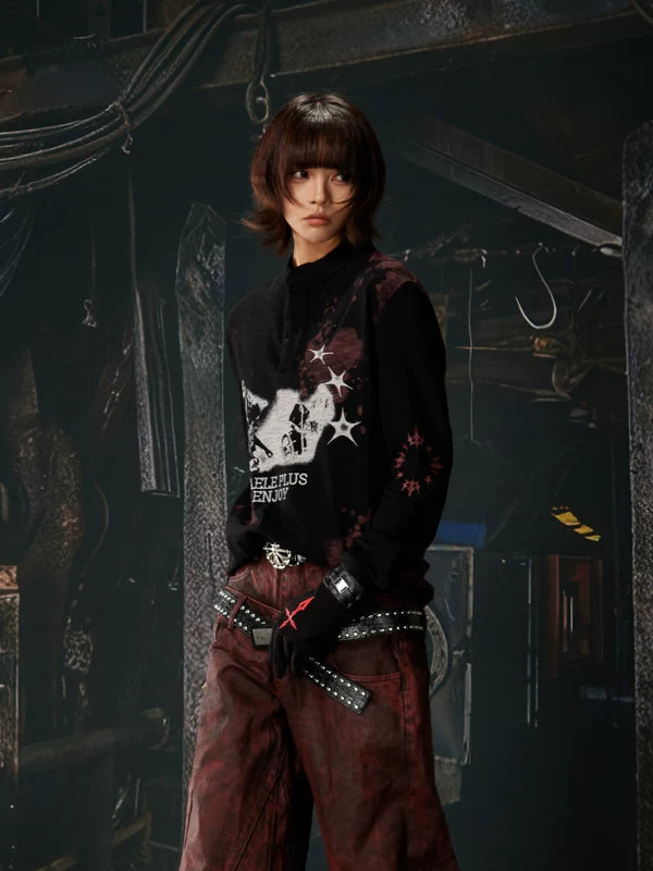Vintage Graphic Henley Long Sleeve T-Shirt 4