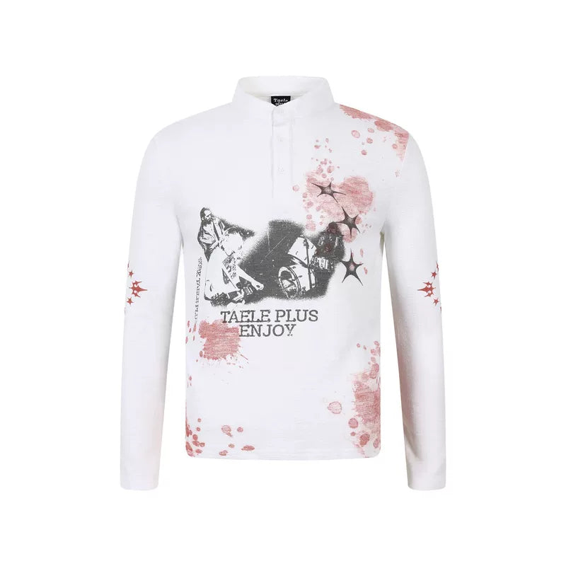 6032030456547,6032030456548,6032030456549, Vintage Graphic Henley Long Sleeve T-Shirt