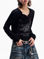 Vintage Graphic Washed Long-Sleeve Henley T-Shirt 4