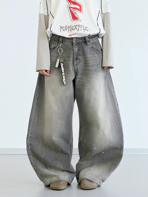 Vintage Ink Wash Wide Leg Jeans Pants 1