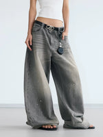 Vintage Ink Wash Wide Leg Jeans Pants 2