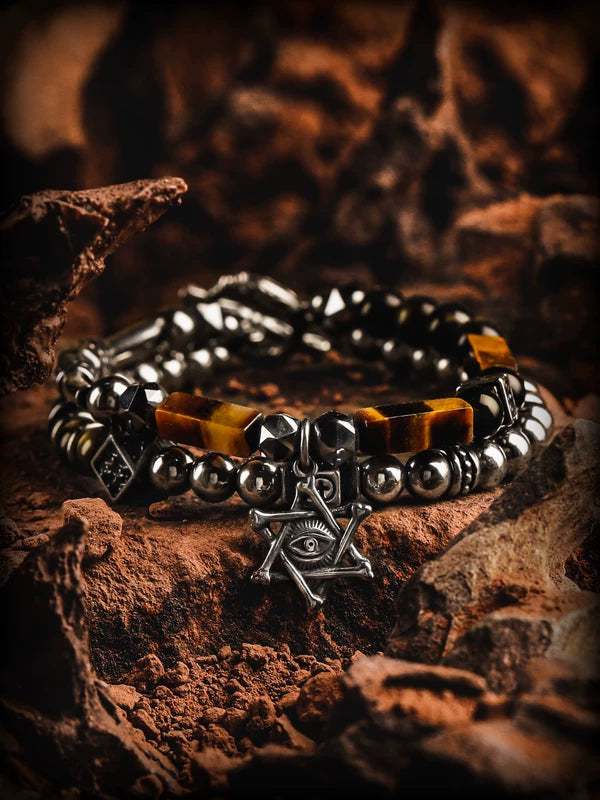 Vintage Obsidian Tiger Eye Bracelet 1