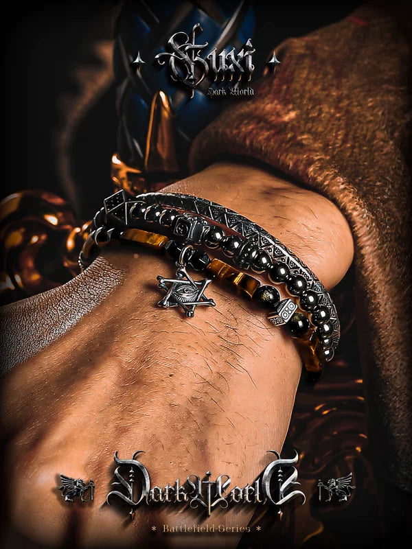 Vintage Obsidian Tiger Eye Bracelet 4