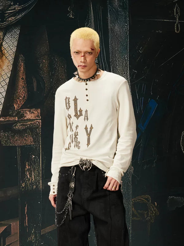 Vintage Print Lyocell Slim Fit Long Sleeve T-Shirt 2
