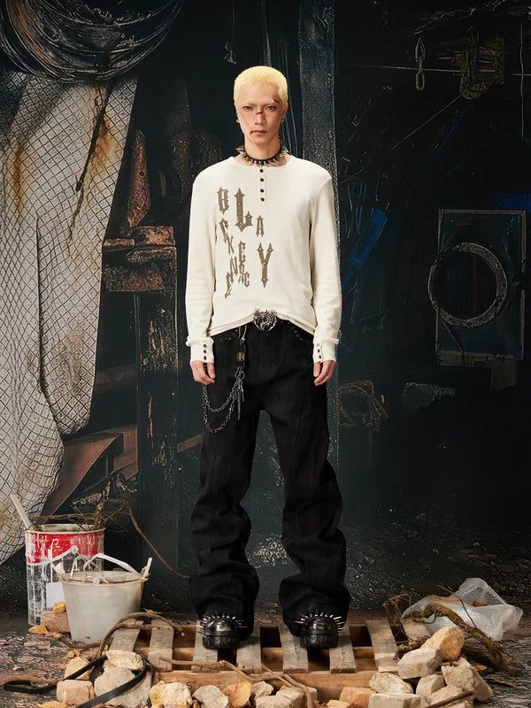 Vintage Print Lyocell Slim Fit Long Sleeve T-Shirt 3