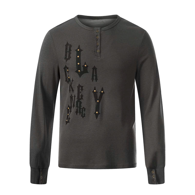 6191245711243,6191245711244,6191245711245,6191245711246, Vintage Print Lyocell Slim Fit Long Sleeve T-Shirt
