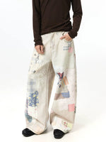 Vintage Print Oversized Wide Leg Jeans Pants 1