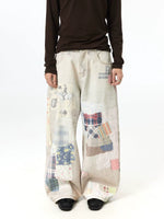 Vintage Print Oversized Wide Leg Jeans Pants 2