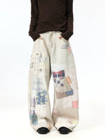 Vintage Print Oversized Wide Leg Jeans Pants 5