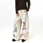 6004535317682,6004535317683,6004535317684,6004535317685, Vintage Print Oversized Wide Leg Jeans Pants
