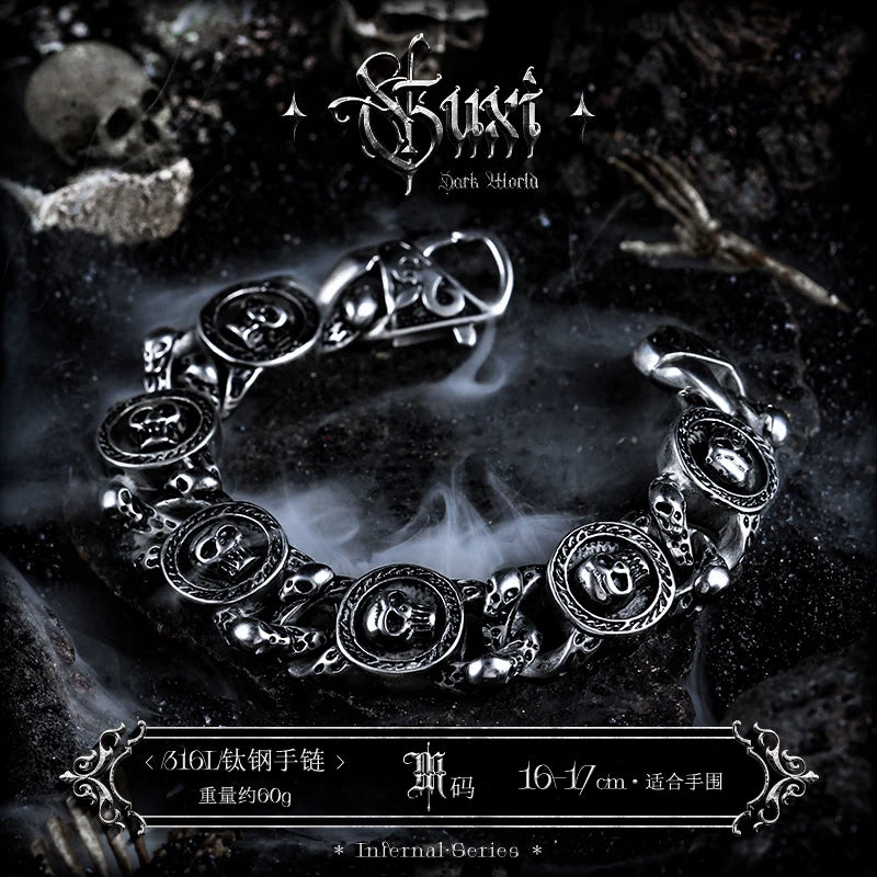 5896690556152, Vintage Skull Link Bracelet