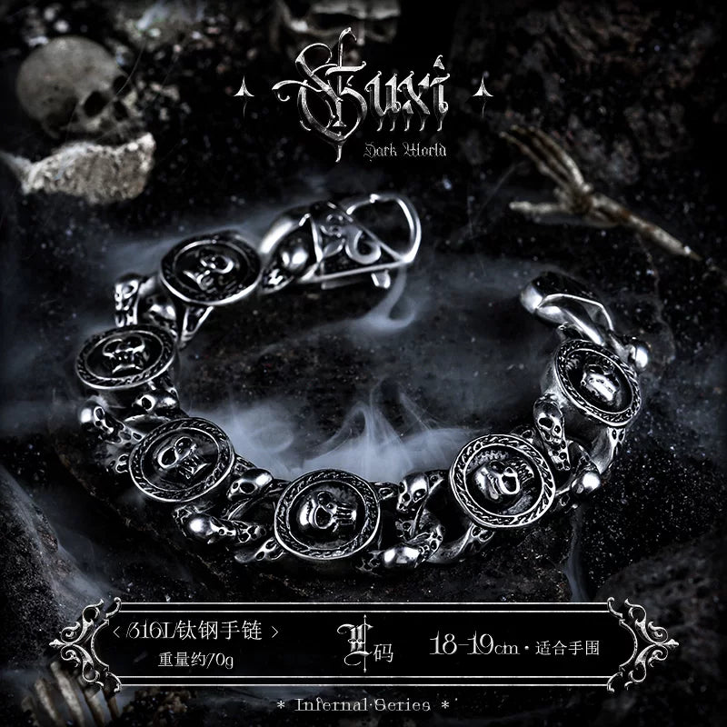 5896690556153, Vintage Skull Link Bracelet
