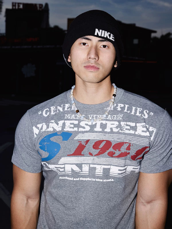 Vintage Style Distressed Short-Sleeve T-Shirt 1