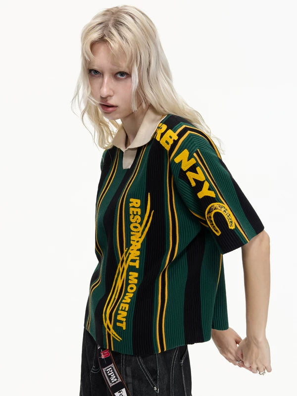 Vintage Textured Knit Polo Shirt 2