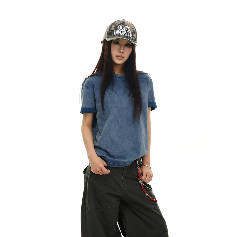 6100544200646,6100544200647,6100544200648,6100544200649, Vintage Washed Boxy Short-Sleeve T-Shirt