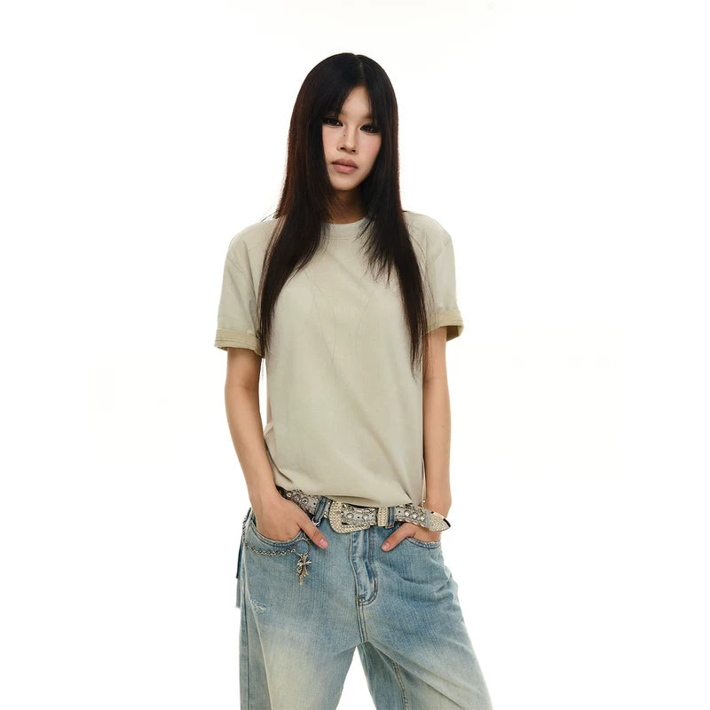 6100544200650,6100544200651,6100544200652,6100544200653, Vintage Washed Boxy Short-Sleeve T-Shirt