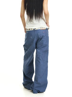 Vintage Washed Splatter Wide-Leg Cargo Pants 3