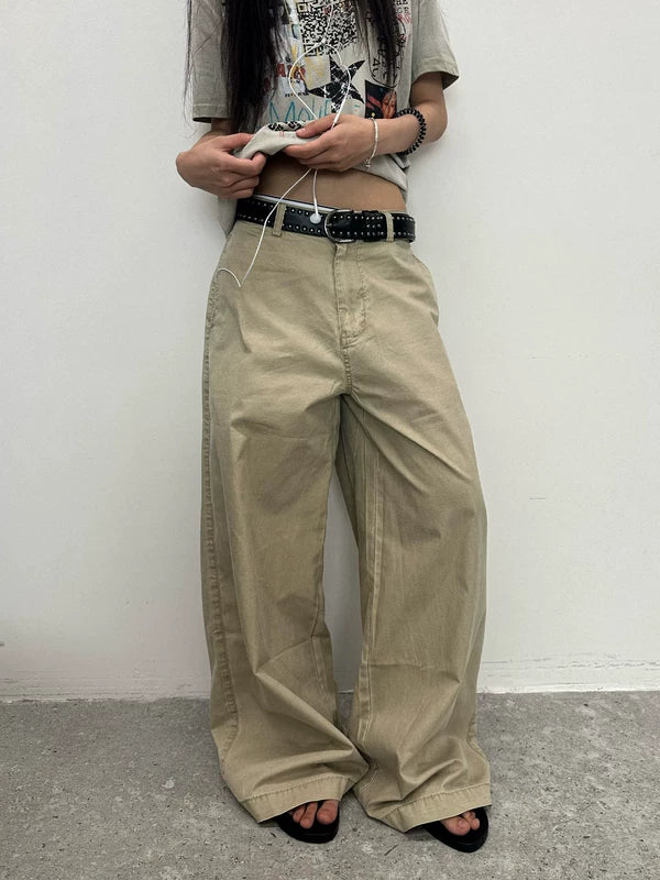 Vintage Washed Twill Wide Leg Pants 1