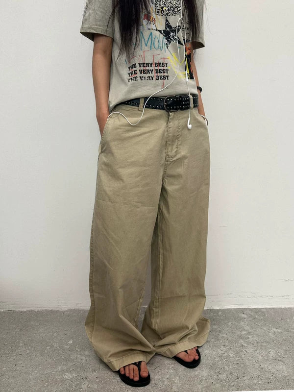 Vintage Washed Twill Wide Leg Pants 3