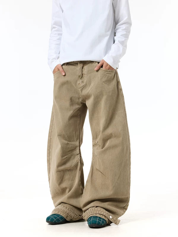 Vintage Washed Wide-Leg Cargo Jeans Pants 3