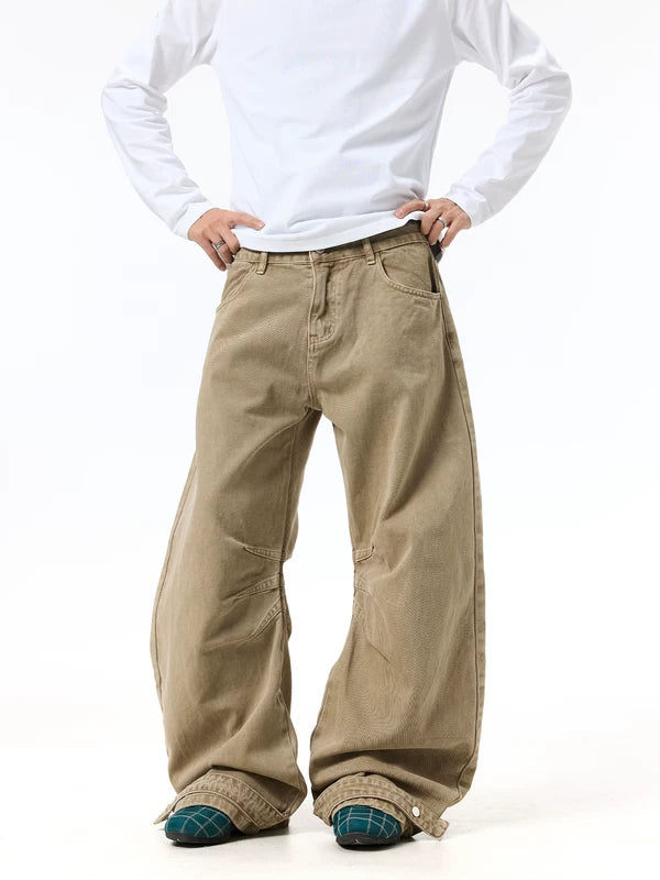 Vintage Washed Wide-Leg Cargo Jeans Pants 4