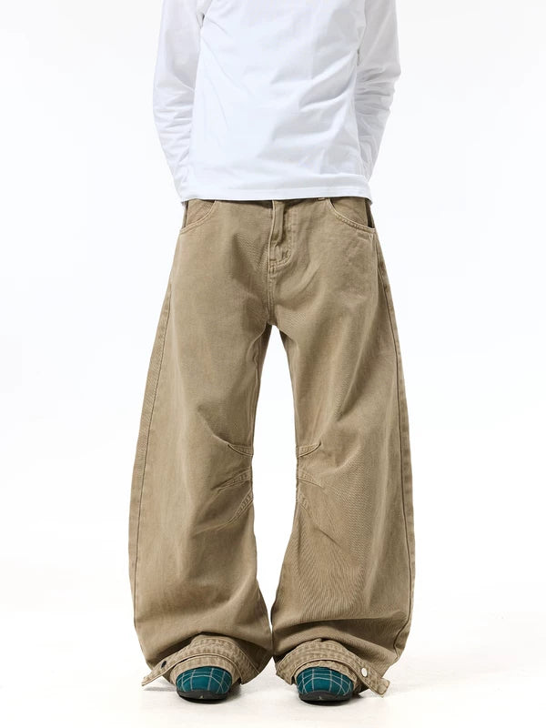 Vintage Washed Wide-Leg Cargo Jeans Pants 5