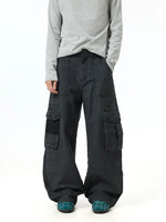 Vintage Washed Wide Leg Cargo Pants 1