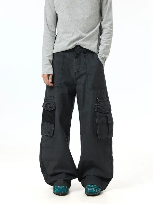 Vintage Washed Wide Leg Cargo Pants 1