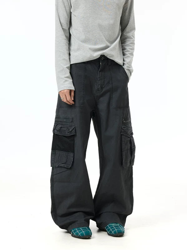 Vintage Washed Wide Leg Cargo Pants 2