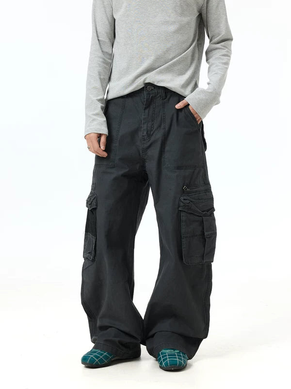 Vintage Washed Wide Leg Cargo Pants 3