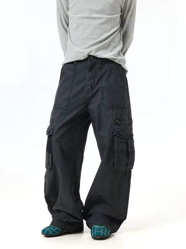 Vintage Washed Wide Leg Cargo Pants 5