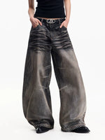 Vintage Washed Wide-Leg Denim Pants 1