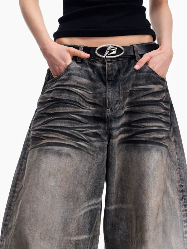 Vintage Washed Wide-Leg Denim Pants 3