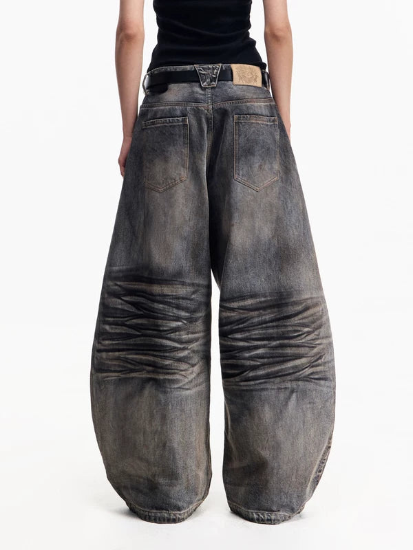 Vintage Washed Wide-Leg Denim Pants 4