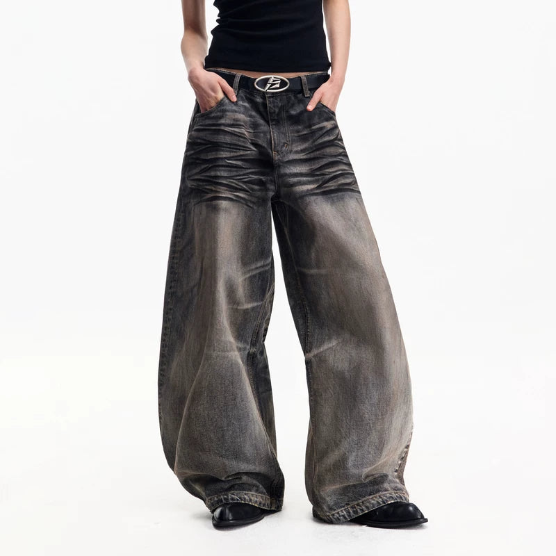 5954428848815,5954428848816,5954428848817,5954428848818,5954428848819, Vintage Washed Wide-Leg Denim Pants