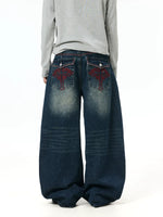 Vintage Washed Wide-Leg Distressed Jeans Pants 3