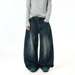 6001451768495,6001451768496,6001451768497,6001451768498, Vintage Washed Wide-Leg Distressed Jeans Pants