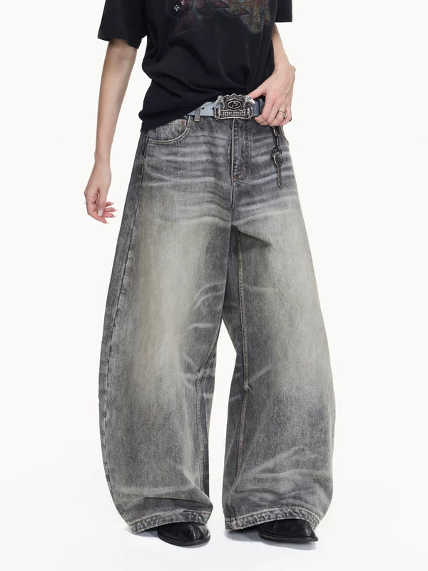 Vintage Washed Wide-Leg Loose Fit Jeans 2