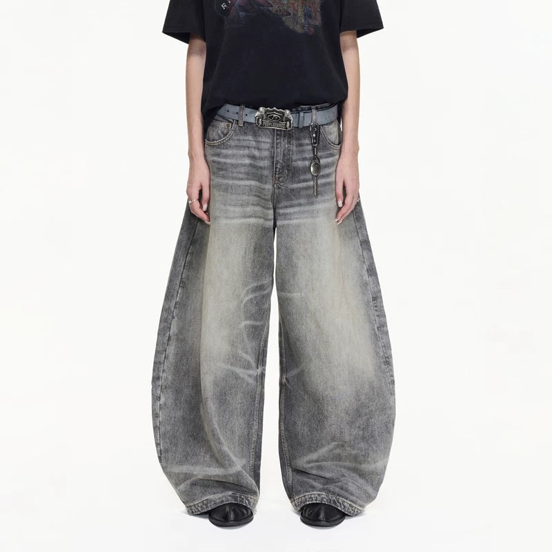 5997895805853,5997895805854,5997895805855,5997895805856,5997895805857, Vintage Washed Wide-Leg Loose Fit Jeans