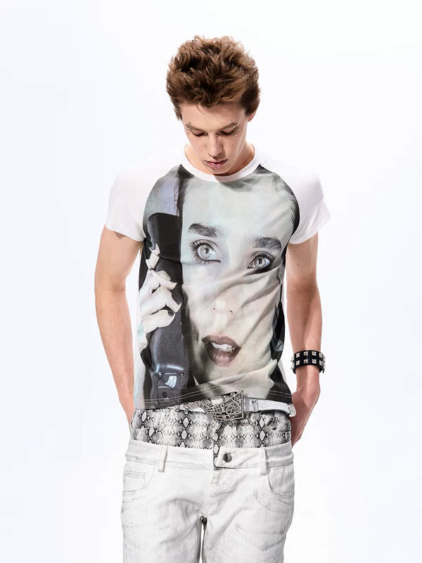 Visual Kei Portrait Print Raglan T-Shirt 3