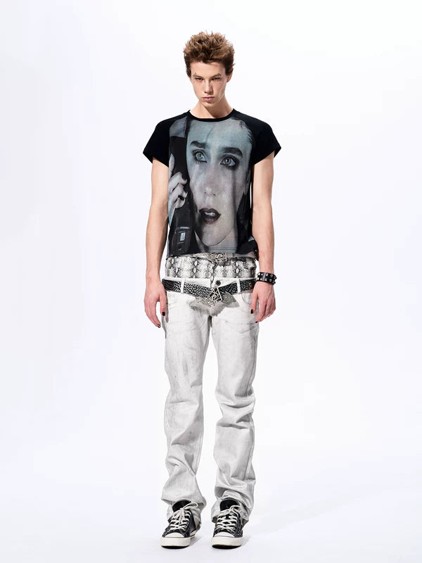 Visual Kei Portrait Print Raglan T-Shirt 4