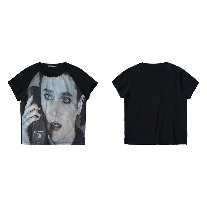 6259209658822,6259209658823,6259209658824,6259209658825, Visual Kei Portrait Print Raglan T-Shirt