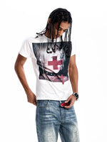 Visual Kei Portrait Rhinestone Cross T-Shirt 2