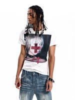 Visual Kei Portrait Rhinestone Cross T-Shirt 3