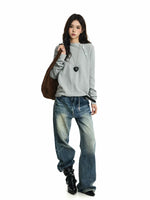 Waffle Knit Asymmetrical Neck Long Sleeve Tee 5
