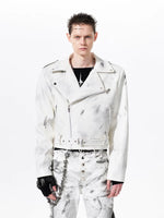 War Horse Print Distressed Leather Jacket 3
